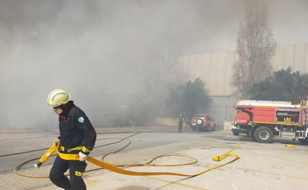 Firefighters at the scene this afternoon 