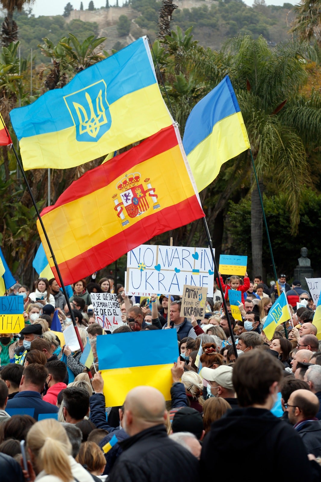 Demonstration in Malaga's Plaza de la Marina, this Sunday. 