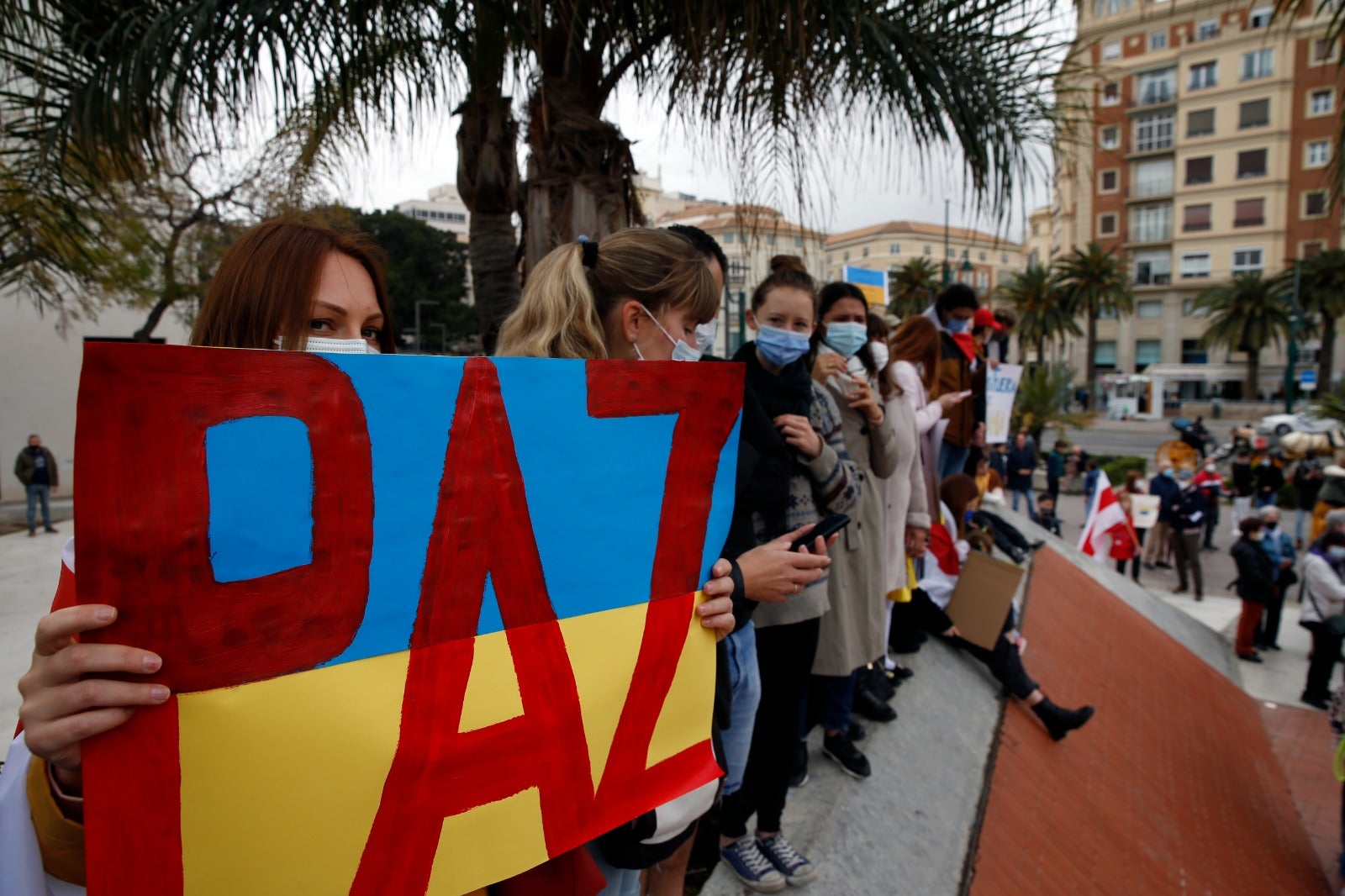 Demonstration in Malaga's Plaza de la Marina, this Sunday. 