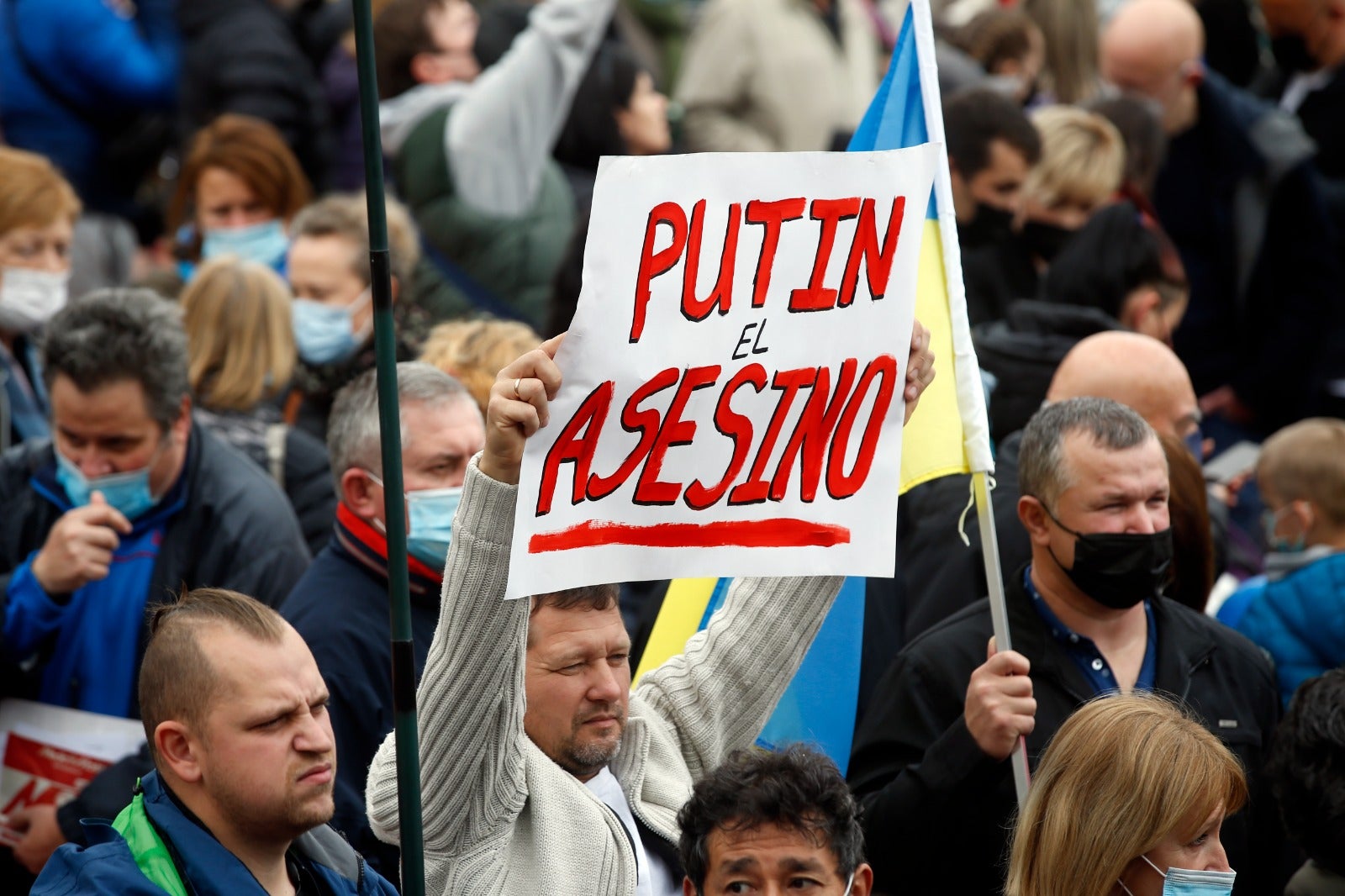 Demonstration in Malaga's Plaza de la Marina, this Sunday. 