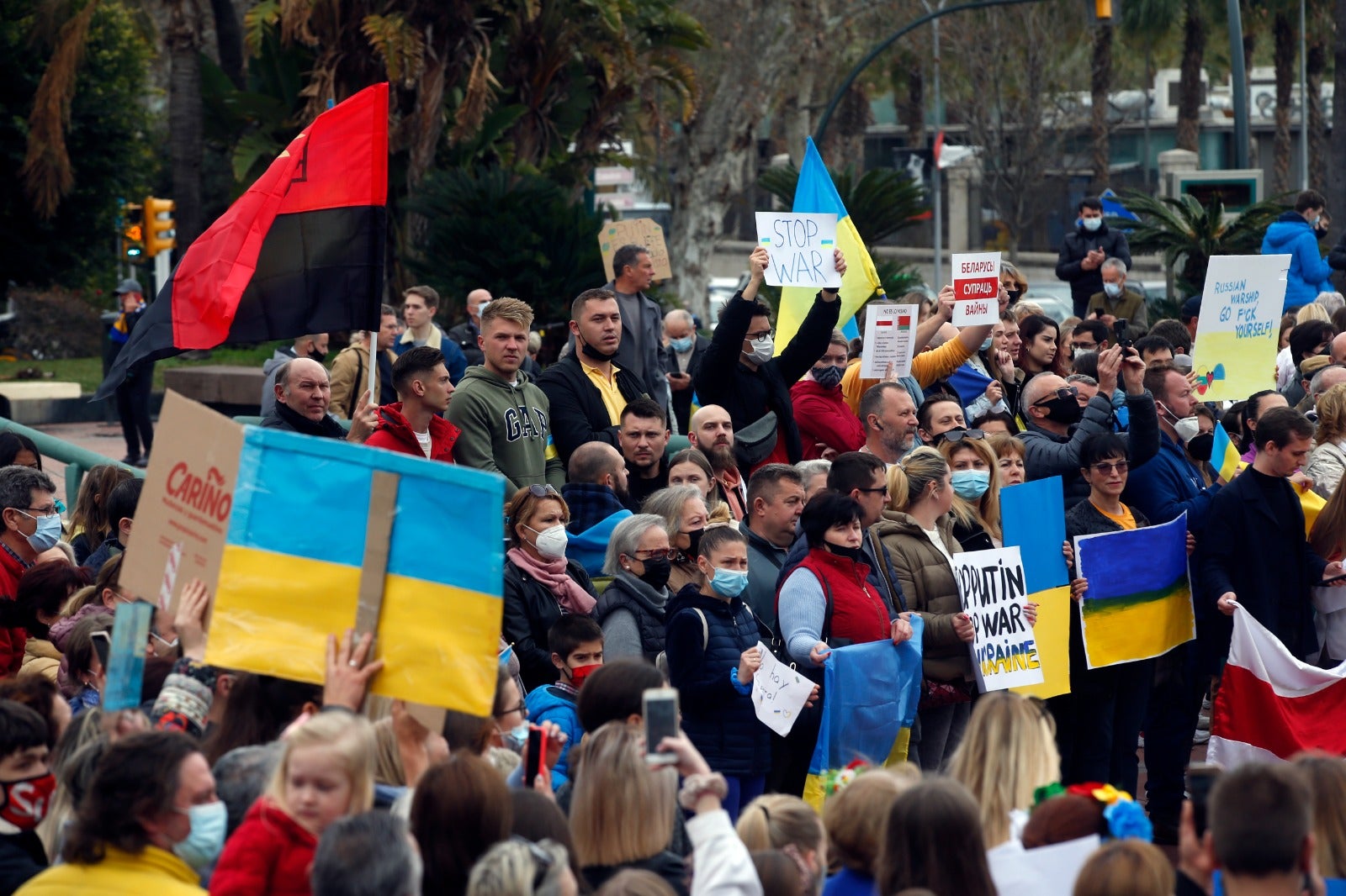 Demonstration in Malaga's Plaza de la Marina, this Sunday. 