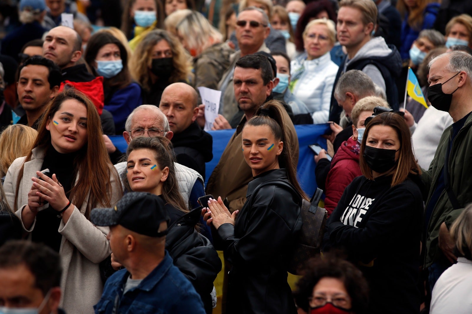 Demonstration in Malaga's Plaza de la Marina, this Sunday. 