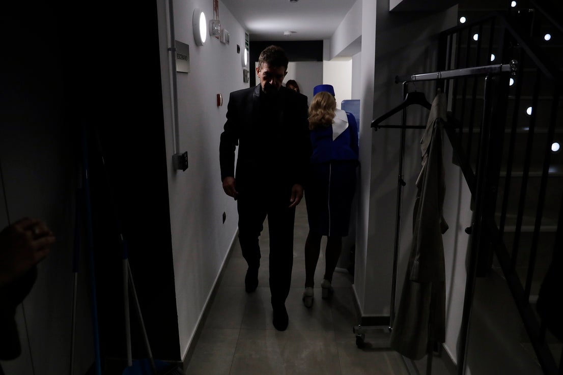 Behind the scenes at the Soho theatre as Antonio Banderas and the cast of Company prepare for a show.