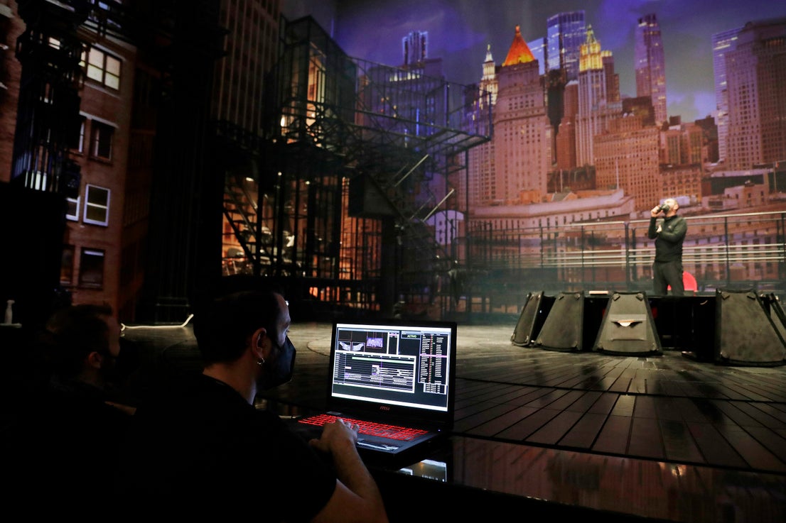 Behind the scenes at the Soho theatre as Antonio Banderas and the cast of Company prepare for a show.