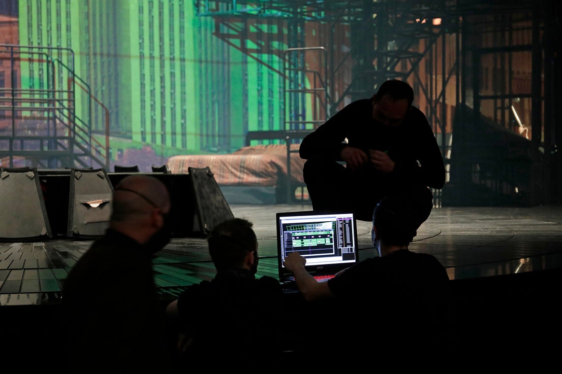 Behind the scenes at the Soho theatre as Antonio Banderas and the cast of Company prepare for a show.
