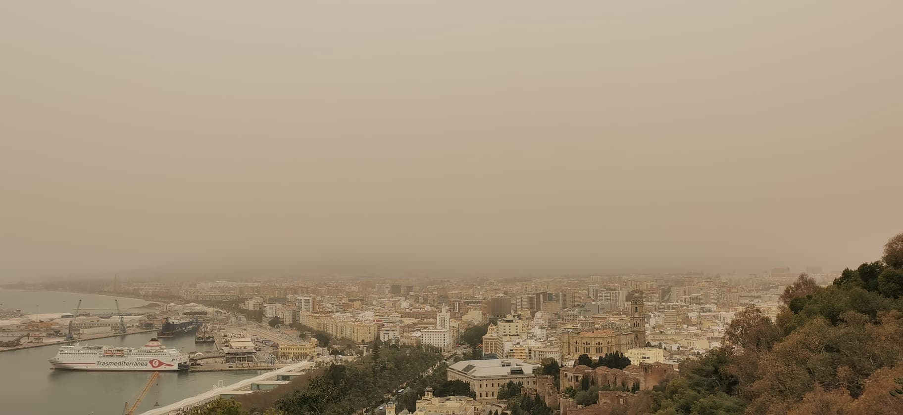 The rain brought with it Saharan dust, in suspension