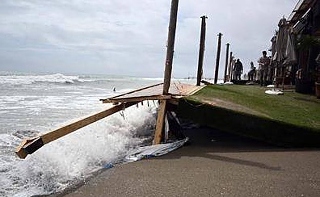Damage to a beach bar 