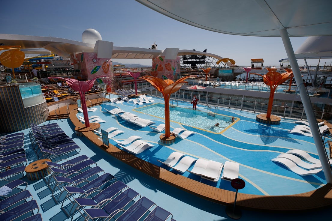The Wonder of the Seas docks in Malaga, its first port of call in Spain.