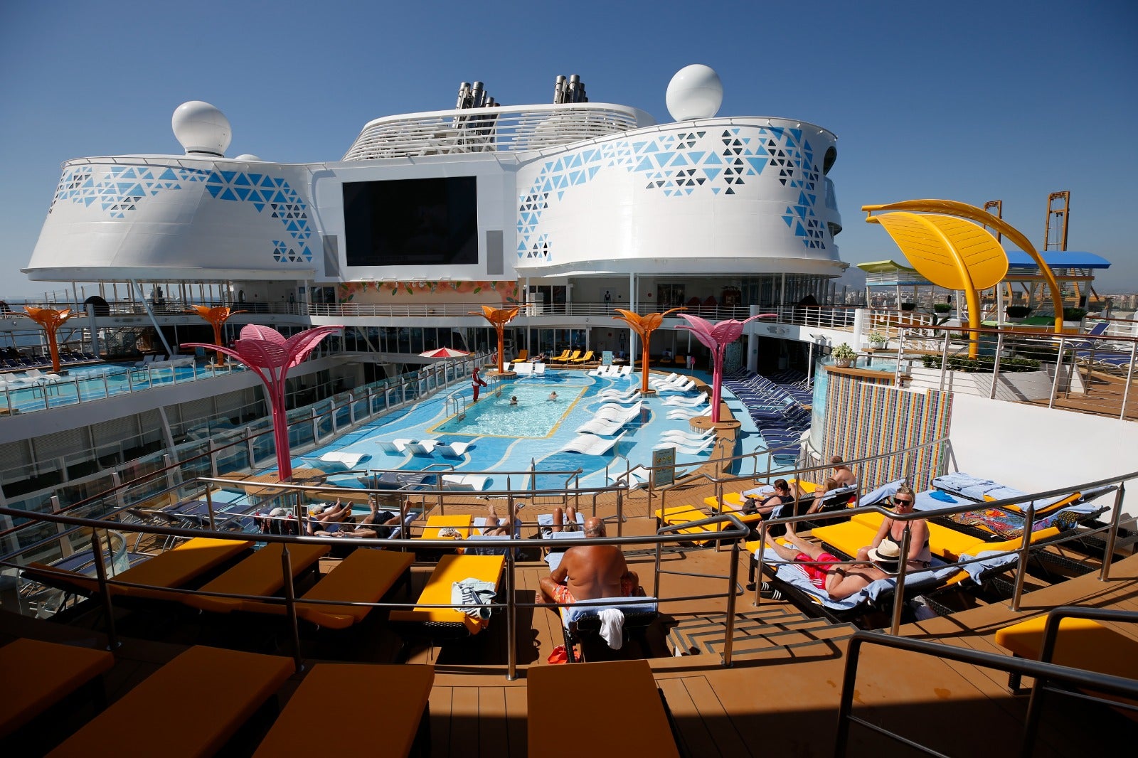 The Wonder of the Seas docks in Malaga, its first port of call in Spain.