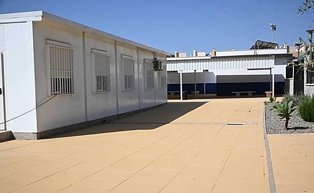 Prefab classrooms at the school 