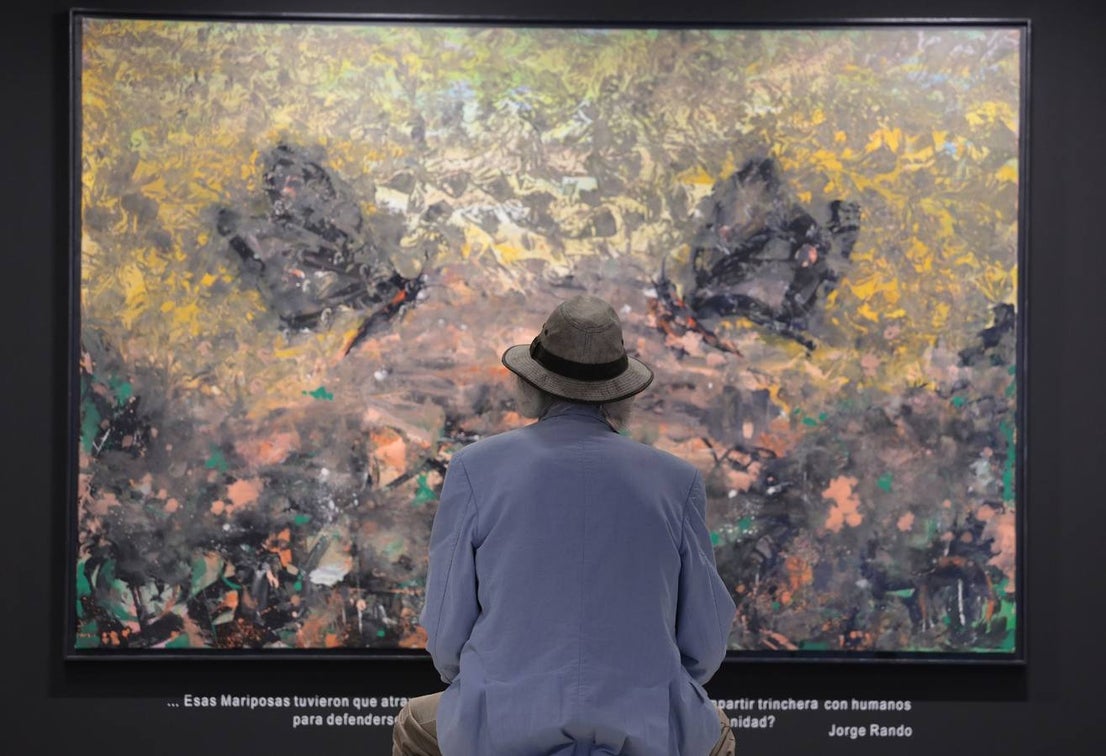 The artist from Malaga confronts his youthful work with his latest creation, a lament for humanity.