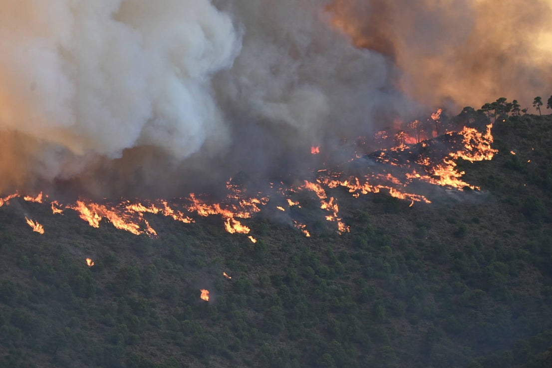 The flames were visible from several points in Malaga province.
