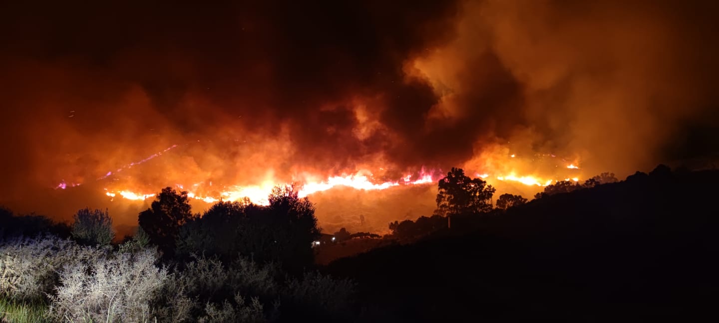 The blaze pictured in the early hours of this Tuesday morning