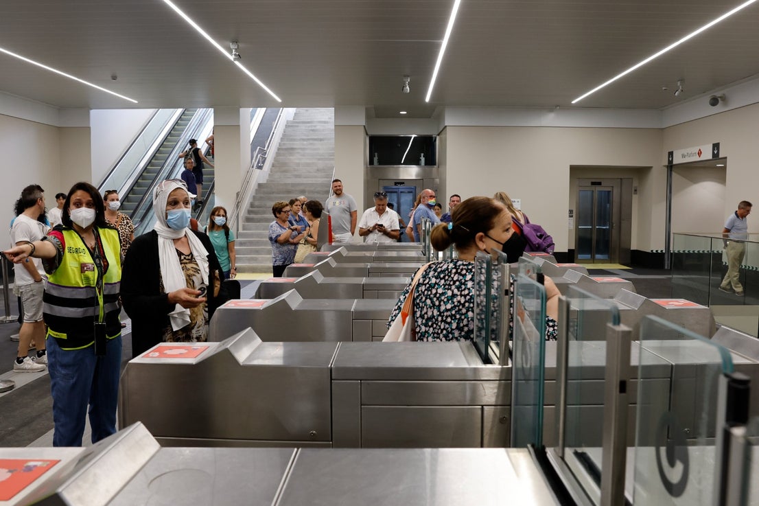 Passengers using the new Cercanías station in the centre of Torremolinos. 