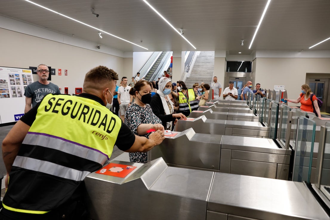 Passengers using the new Cercanías station in the centre of Torremolinos. 