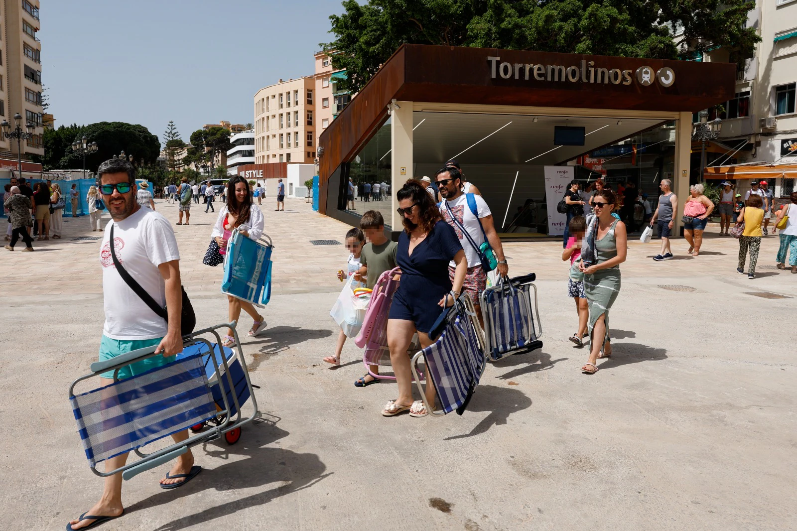 Passengers using the new Cercanías station in the centre of Torremolinos.
