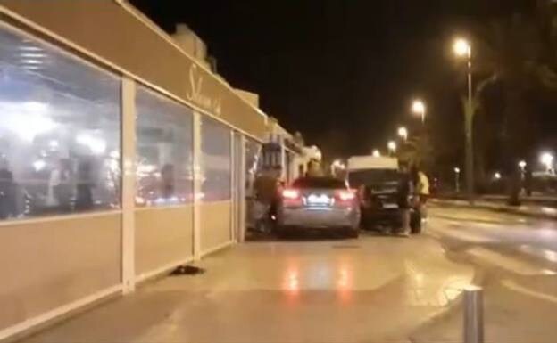 The car ploughed into the terrace of the Solarium Café on Torre del Mar's seafront 