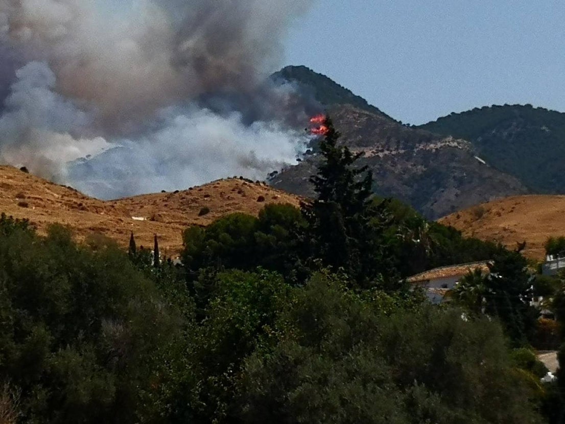 The column of smoke can be seen from practically the entire western Costa del Sol, and even from Malaga city 