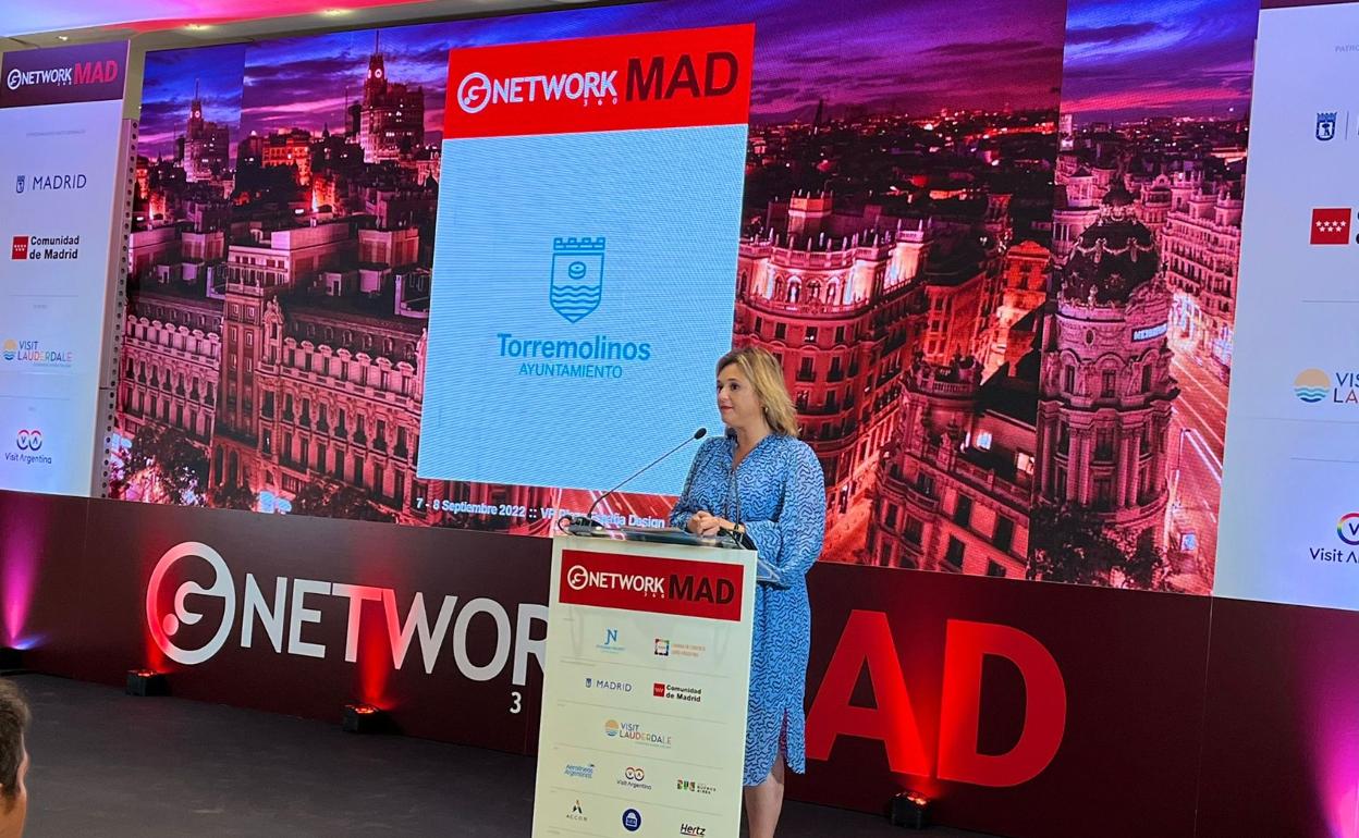 Mayor of Torremolinos, Margarita del Cid, speaking in Madrid this Wednesday. 