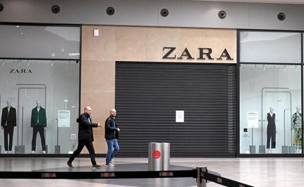 A closed Zara store in a shopping centre in Moscow. 