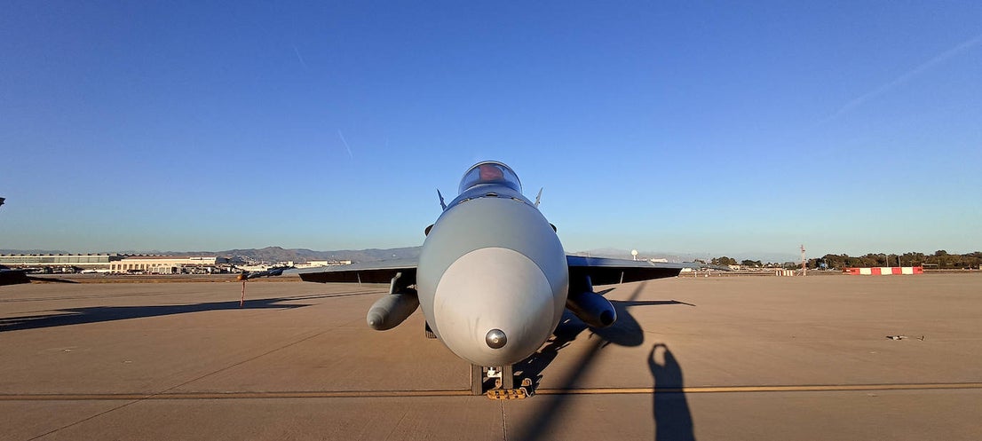 F-18 fighters fly over the surroundings of the airport and the Bay of Malaga 