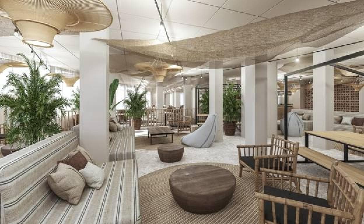 An image of how the hall at the new-style hotel will look. 