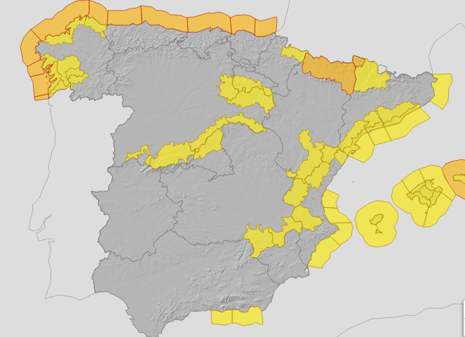Areas under weather warnings this Tuesday, 22 November