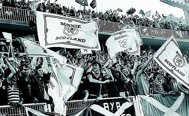 Scottish fans at La Rosaleda stadium in Malaga in 1982.