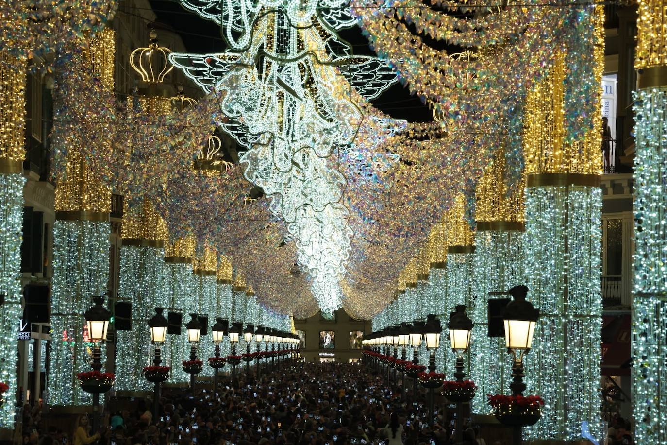 Christmas lights in Malaga city centre.