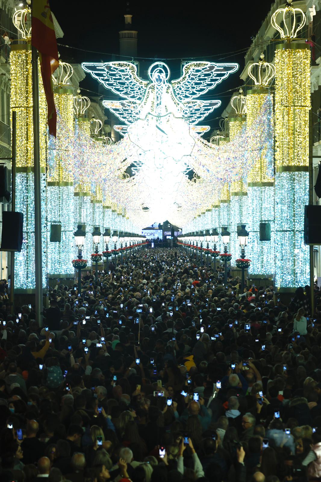 Christmas lights in Malaga city centre.
