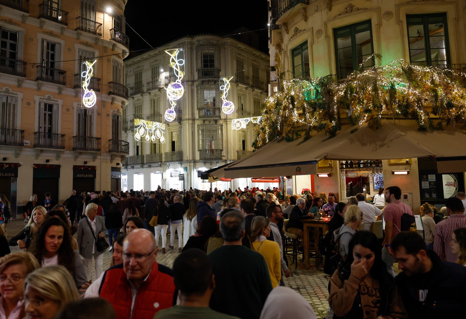 Christmas lights in Malaga city centre.