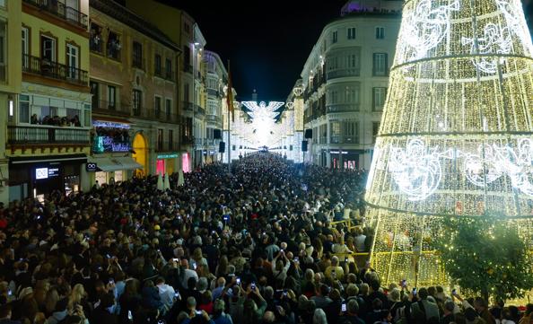 Christmas lights in Malaga city centre.