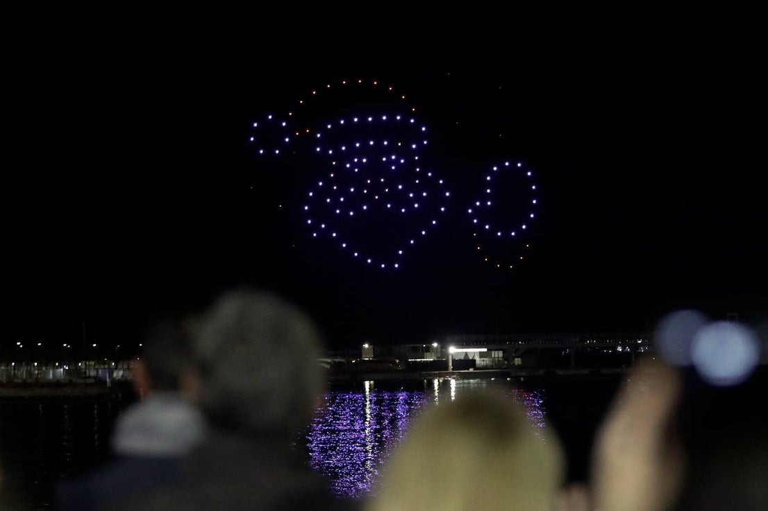The drone Christmas show over the port of Malaga.