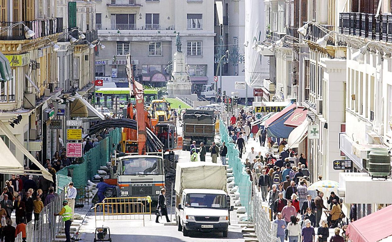 Calle Larios during pedestrianisation works. 
