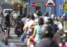 The queue to get across the border between Gibraltar and Spain.