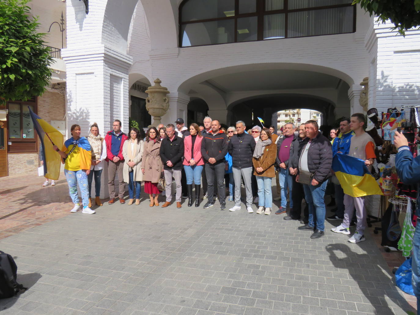 The group gathered outside Nerja town hall.