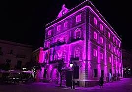 Almuñécar town hall lit up in purple for International Women's Day last year.