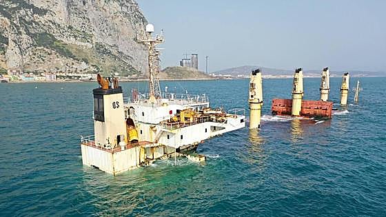 Stricken ship in Gibraltar sustains more storm damage