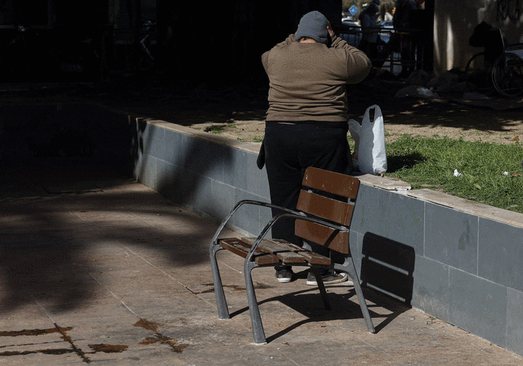 Anti-homeless street furniture in Malaga city.