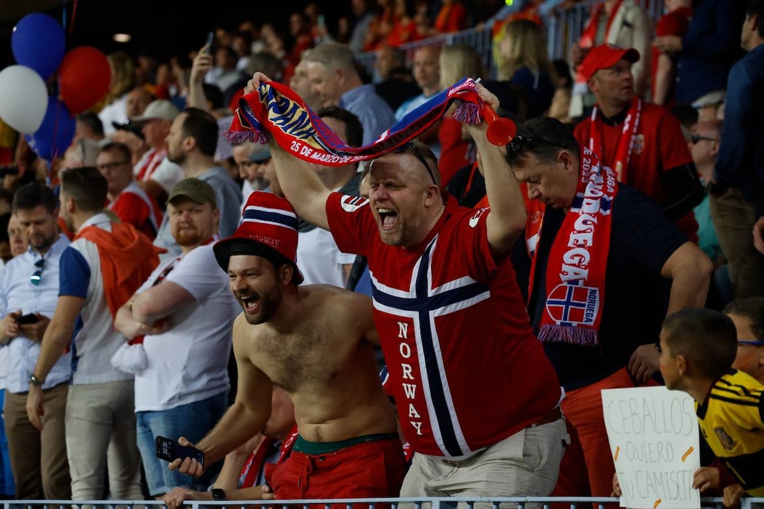 Electric atmosphere in Malaga as Spain's national football team take on Norway, in pictures