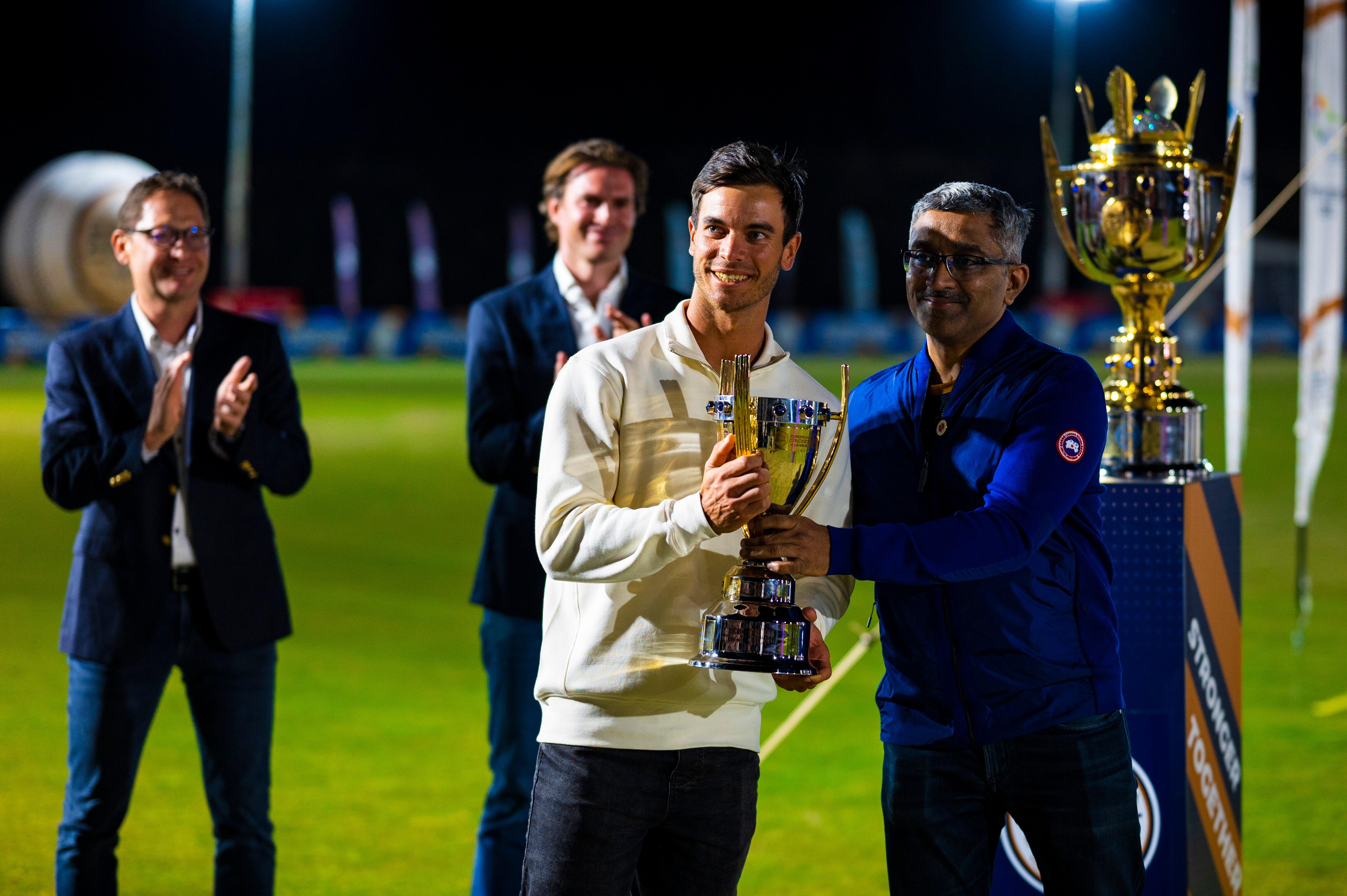 Dreux lift European Cricket League champions trophy, in pictures