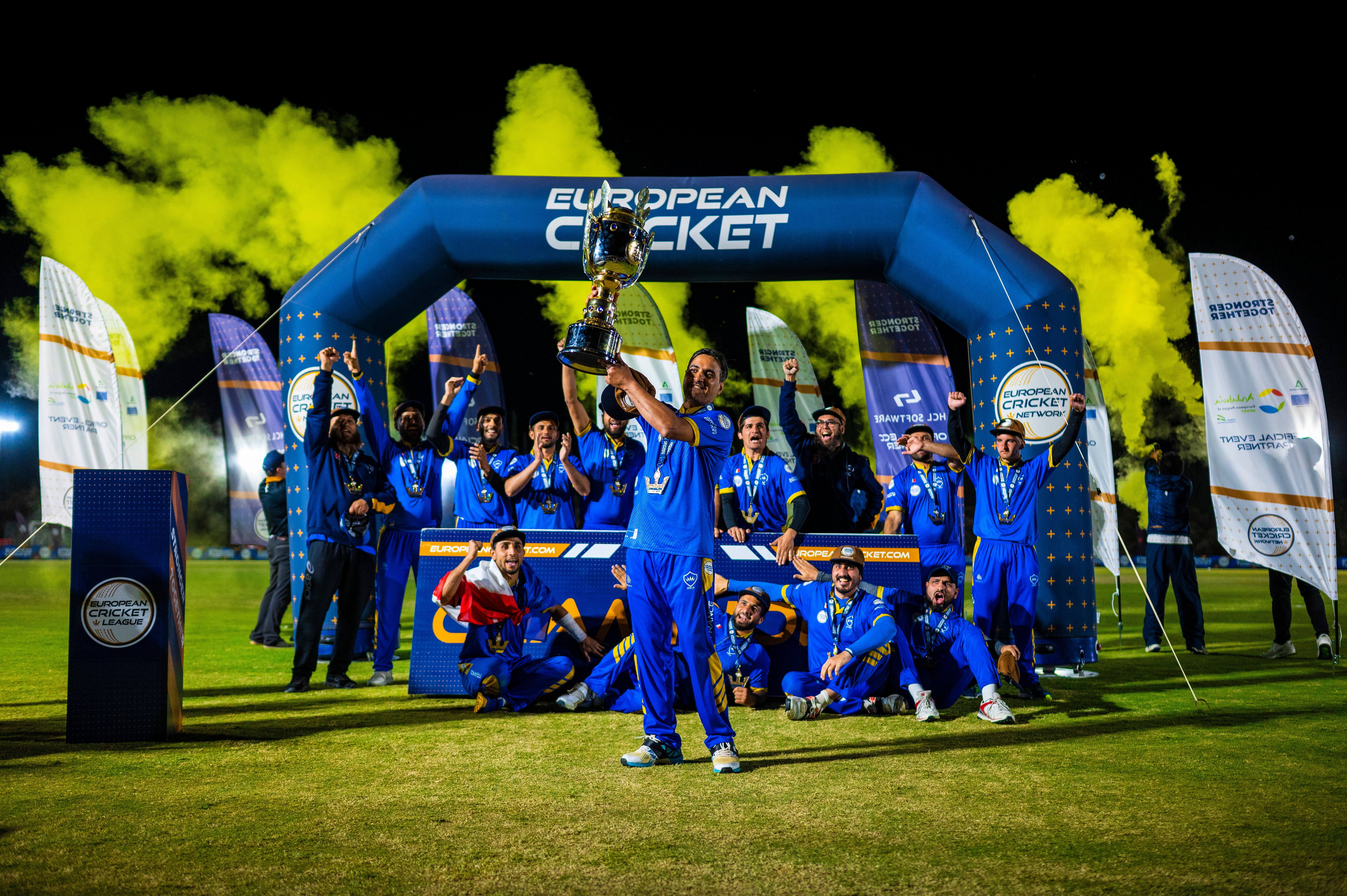 Dreux lift European Cricket League champions trophy, in pictures