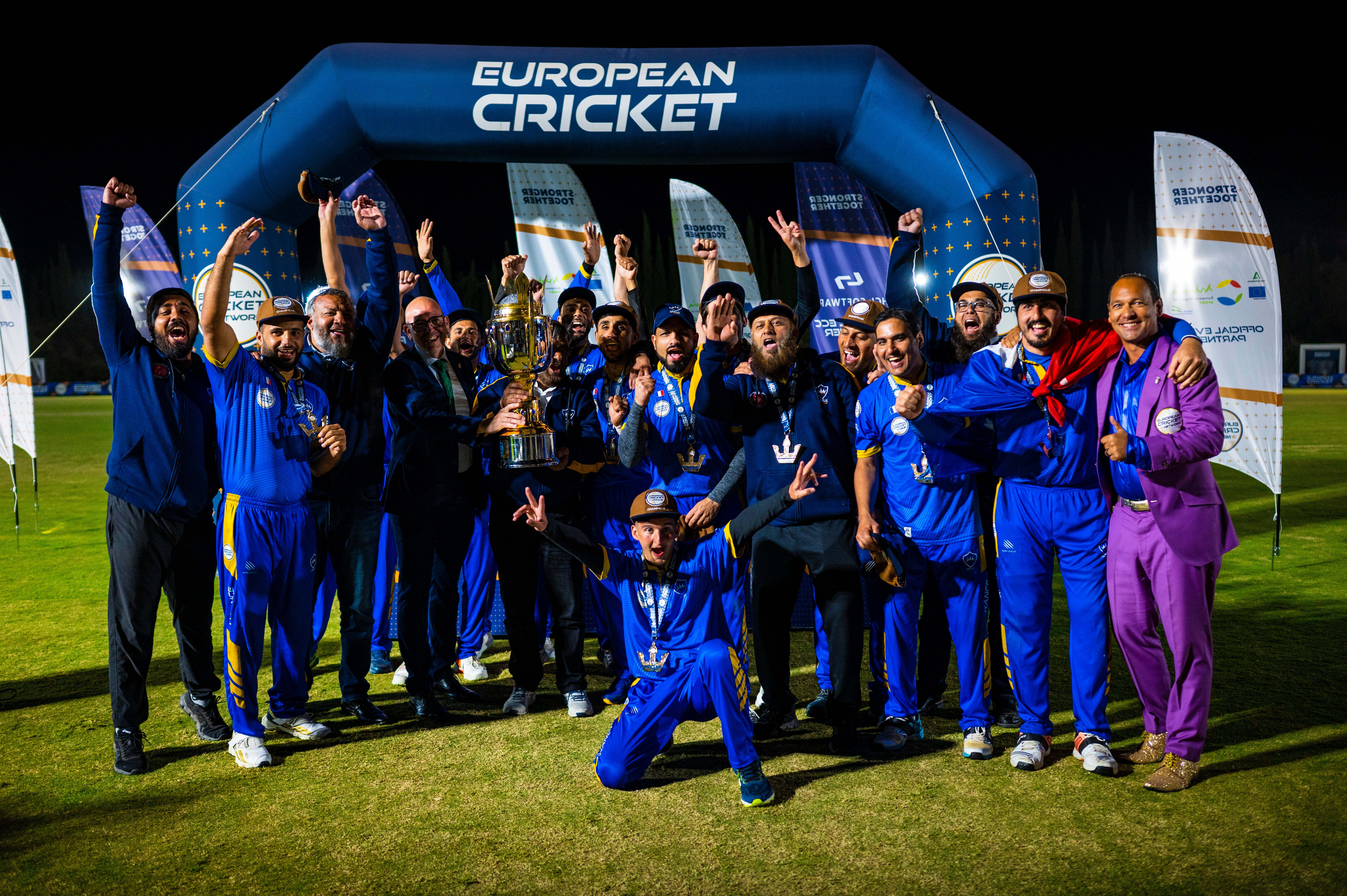 Dreux lift European Cricket League champions trophy, in pictures
