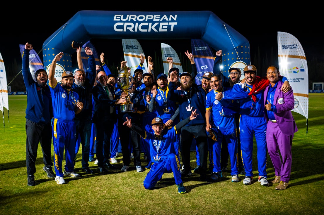 Dreux lift European Cricket League champions trophy, in pictures