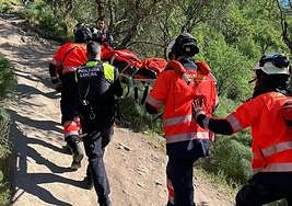 The injured woman is rescued by emergency services in Ronda.