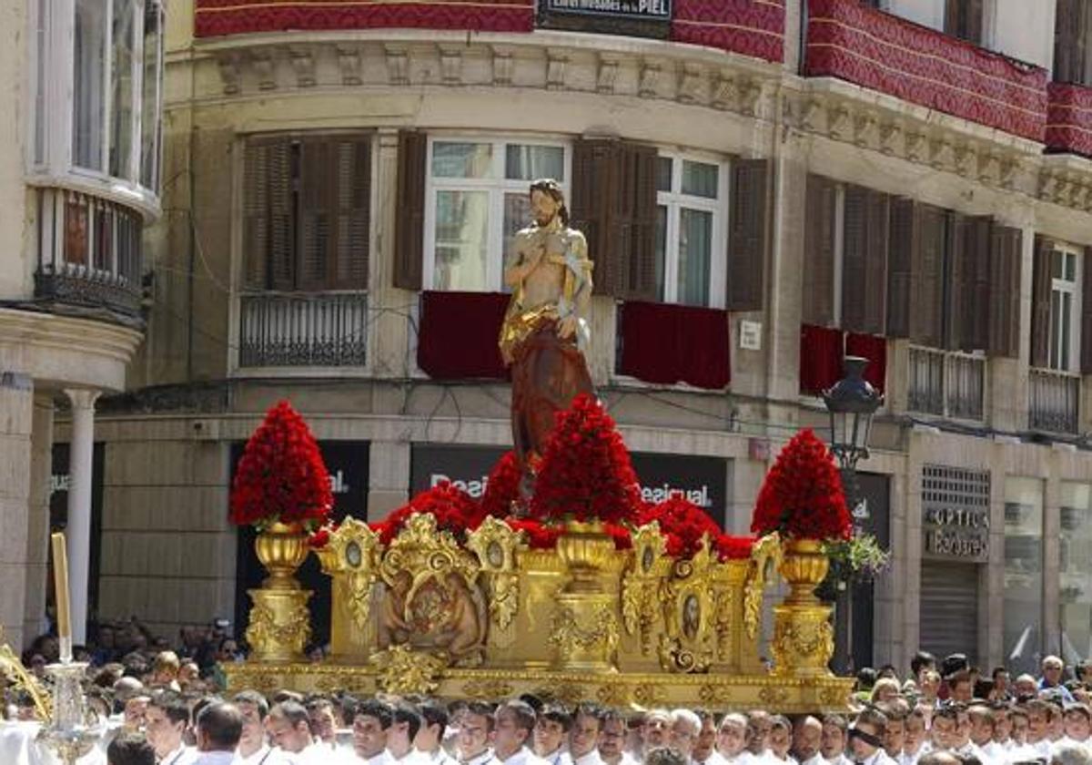 File photo of the image of Christ Resurrected carried in Malaga on Easter Sunday.