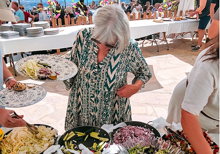 Buffet with lots of vegetables and typical Nordic food.