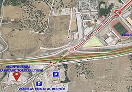 Map of parking areas at Cártama feria.