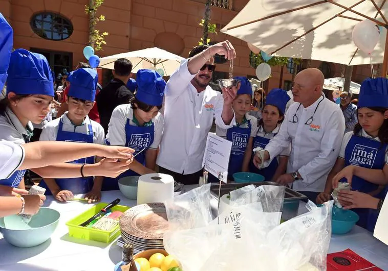 Children learned how to cook with Michelin star chefs.
