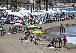 A busy beach in Marbella over the weekend.